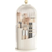 Organisateur De Maquillage Rotatif 360° - 2 étages Orange, Grand Diamètre, Pour Pinceaux, Rouges à Lèvres, Parfums
