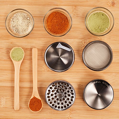 LIHAO Konkav Grinder 2.36″ Groß 6cm Crusher für Spice,Kräuter,Gewürze,Kaffee,Herb 4-teiliges Set mit Schaber (Nickel-Schwarz) - 7