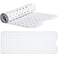 White Bath Mat - Machine Washable Shower Mat For Kids And Elderly - (100x40cm) Extra Long Bath Mat Non Slip Anti Mould Shower Mat - Rubber Suction Cup Non-Slip Bath Mats for Inside Bath