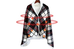 Woolala USB-pläd elektrisk uppvärmd sjalfilt, fleece bärbar uppvärmd filt bekväm poncho wrap för hem, kontor, utomhus, resean