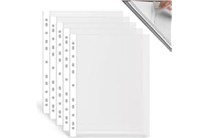 TRAUMARKEU 200 Buste Trasparenti Anelli A4,Cartelline Trasparenti A4 in PP Impermeabili,Buste Perforate Standard.11 Fori per 2/3/4 Anelli,Formato DINA4 (20-30 Fogli),Apertura Superiore,per Scuola/Ufficio/Casa