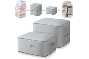 FIVAVA Platzsparender Komprimierender Organizer,Aufbewahrung für Bettdecken,Kleidung Aufbewahrung, Aufbewahrungstasche(Grau,L+XL)