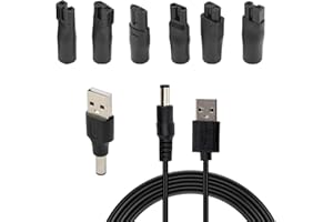 SUUOSL Caricatore da rasoio 5 V universale, kit di adattatore di alimentazione versatile con 7 punte connettori - compatibile con la maggior parte delle marche, adatto anche per lampada da ufficio, audio
