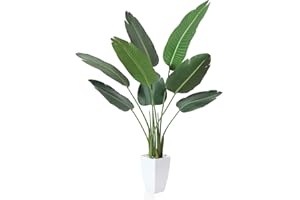 Fopamtri Artificial Bird of Paradise Plant 120cm Artificial Plants Indoor with 8 Leaves, Tropical Fake Plant Artificial Banana Tree in Pot for House Bedroom Office Garden Store Decoration