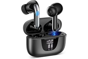 Glangeh Cuffie Bluetooth, Auricolari Bluetooth 5.3 con Mic Stereo, 50 Ore Cuffie Wireless In Ear Riduzione Rumore di Chiamata, Cuffiette Bluetooth LED Display, Controllo Tattile, Basso Profondo