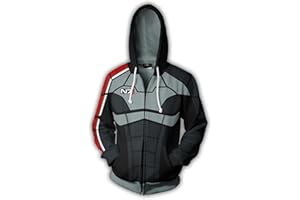 SWDAN Mass Effect N7 Felpa con Cappuccio e Zip da Uomo S-5Xl, Cosplay Cappotto Maniche Lunghe,Giacca Classica e Casual