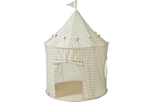 3 Sprouts Kids Play Tent - Sustainable Recycled Fabric – Fun Spacious Childs Playhouse for Indoor Games for Boys & Girls - Durable Fort Pop Up House for Toddlers & Children Age 3-10 - Gingham Beige