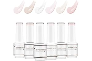 Nicedeco Lot de 6 Rubber Base Vernis Semi Permanent Gel, sans HEMA Naturel Nu Rose UV LED Gel Polish Renforcement et Réparation de Manucure Nail Art 8ml - Kit 33