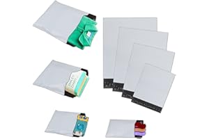 huruirui 100pcs Enveloppe Plastique Expédition Pochette Envoie Colis Vinted Emballage Colis Vinted Vetement Mixed(C5 A4 B4 A3) Auto-adhésive Inviolables et Imperméables Sacs d'expédition Blanc
