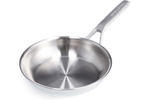 Merten & Storck Tri-Ply Stainless Steel, Poêle à Frire de 20 cm en Inox Trois Couches, Compatible avec l'Induction, Multicouche, Va au Four, Argent