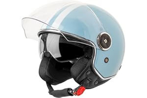VINZ Arenas Jethelm mit Doppelvisier | Roller Helm mit Streifen & mit Sonnenblende | In Gr. XS-XXL | ECE 22.06 Zertifiziert | Motorradhelm mit Visier | Viele Farben Erhältlich