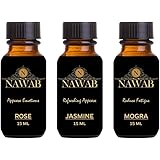 NAWAB aroma oil/Diffuser oil/scented oil/fragrance oil (Rose, Jasmine, Mogra - 15ml each)