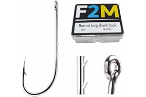 F2M - Amo a Gambo Lungo per Surfcasting - Scatola da 100 a 500 - Misura #12 a #6/0 - Amo da Pesca in Mare con 2 Ardigli e Anellino - Gancio per Montaggio Finali in Surfcasting