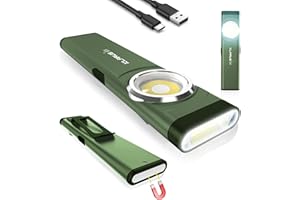 klarus E5 Mini EDC Torch,USB C Rechargeable Torches with 470 lumens COB Work Light，Flat Flashlight with Magnetic Base and Buckle Clip Suitable for Hiking, Camping,Emergency (Green