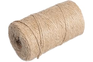 ONLYQIQIU Jute Twine String 2MM Thick for DIY Crafts Artworks Gift Wrapping, 100M/328FT Jute String Garden Twine Natural Jute Rope 3Ply for Gardening Bundling Plants Floristry Decorations