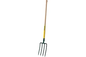 Leborgne, Fourche à Bêcher, 4 dents, Manche Bois, Tête Acier Forgé et Trempé, Manche de 100 cm en bois certifié 100 % PEFC, Manche inclus, Longueur totale 133 cm, Hauteur tête 30 cm, Largeur19 cm