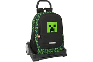 Safta MINECRAFT TNT - Mochila Escolar, Espalda Ergonómica, con Carro Evolution, Ideal para Niños de Diferentes Edades, Cómoda y Versátil, Calidad y Resistencia, 32x16x44 cm