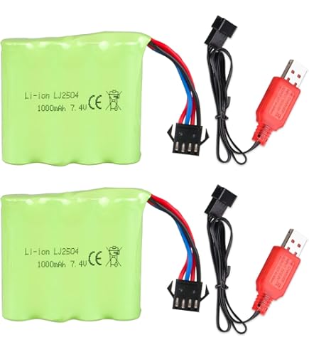 2 Stück 7,4V 700mAh Li-Akku Mit SM-4P Stecker - Für RC Auto & Spielzeug