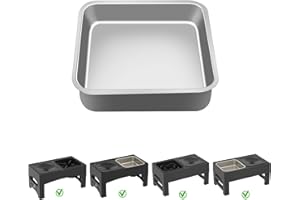 Ormalla Stainless Steel Square Bowl and 4 Black Mats Under the 4 Corners of the Bowl, Suitable for Changing Slow Feed Bowls