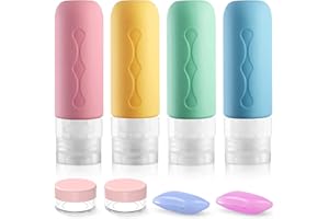 PAMIYO Silikon Reiseflaschen 90ml Set,4 Stück Auslaufsicher Reise Container und Portable Reise Toilettenartikel Set nachfüllbare Flüssigkeitsbehälter für Lotion Körperpflege（Grün）