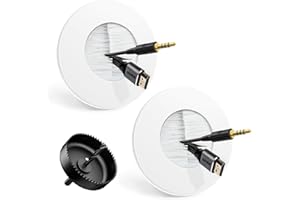 LEENUE TV Cable Hider for Wall Mounted TV, Slim Round Brush Wall Grommet with Hole Saw Drill Attachment for Easy Installation, In Wall Cable Management for Cables Pass Through, White 2-Pack