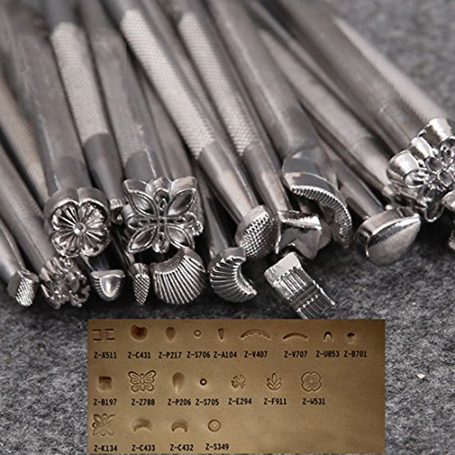 20pcs Legierung Lederverarbeitung Werkzeuge Stempeldruckwerkzeuge und Leder Leder Schnitzwerkzeuge - 3