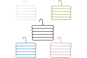 HUALIANG 5 Pezzi Grucce Appendi Pantaloni, Multipli, Salvaspazio, 5 Colori Strati Plastica per Jeans, Cravatta, Asciugamani