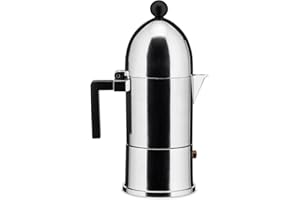 Alessi A9095/3 B la Cupola Cafetière Espresso en Fonte D'aluminium, Poignée et Pommeau en Résine Thermoplastique Noir, 3 Tasses