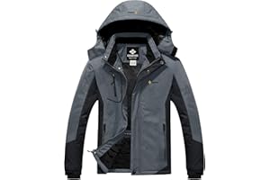 GEMYSE Men's Mountain Waterproof Ski Jacket Windproof Fleece Outdoor Winter Coat with Hood