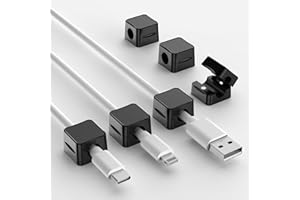 ATOYOGA Clips Câble Magnétiques, 6Pcs Cable Management Bureau, Rangement Cable, Organisateur Cable Attache, Support Cable pour HDMI, USB, Audio (Noir)