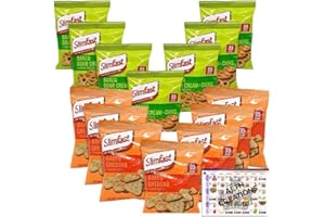 AETN Creations Slim Fast Crisps Bundle Pack of 14 with 7 Cheddar Bites, 7 Sour Cream and Chive plus AETN Meal Planner, Nutritious Snacking