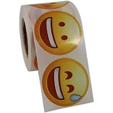 hazır etiketler , hazır al hızlı al Emoji Etiketi 9 Farklı Emoji Surat 50mm &Ccedil;ap Ruloda 500 Adet Kendinden Yapışkanlı Rulo Eti