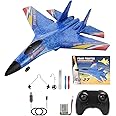 Aesinos Rc Plane Model Su-27 2.4Ghz 6-Axis Gyro Remote Control Airplane Rc Airplane For Beginners Family Toys For Outdoor Activities (Blue)