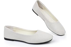 Timween Womens Ballet Flats, 25 Vibrant Colors Available Ladies Casual Square-Toe Flat Shoes Women Indoor Outdoor Comfy Slip On Ballerina Pumps Solid Color Suede-Effect Upper Portable Flats