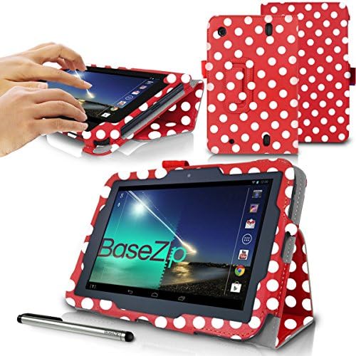 Basezip Tablet Essentials - Protective Case Cover (Polka Dot Print) for Tesco Hudl Tablet with Integrated Stand Function, Penloop & Stylus Pen (Hudl 2013)