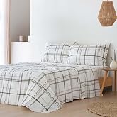 COTTON ARTean Bedding Set 150 Percale Cotton 200 Thread Count Ali Beige | Includes 4 pieces: flat sheet, fitted sheet, 2 pill