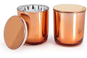 JULWHISPER Bulk Candle Jars with Metal Lids, 300ml Elegant Empty Candle Holder for Candle Making, Luxury Candle Tins Candle Making Kit - Rose Gold 12 Pack