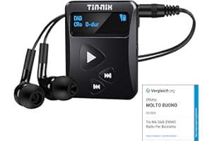 TIN- NIK Tin-Nik DAB-398WS-B Portable DAB/DAB+/FM Radio,Digital Pocket RDS FM Mini Radio with Rechargeable Battery,Earphones,Selection of big and small font on OLED Display for Sports,Run,Walk,Jog or Cycling
