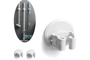 Meiyijia Portascope e Portaspazzole Muro Montato, Robusto Strumento Rack di Stoccaggio Salvaspazio per Cucina, Plastica ABS - 3 Pezzi - Bianco