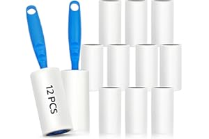 ELAKIRI Fusselrolle Tierhaare 12 Rollen,1080 Blatt - Extra Klebrige Flusenroller für Katzenhaare, Hundehaare - Reusable Lint Roller mit 2 Abroller - Fusselroller Kleidung für Staub, Sofa, Teppiche