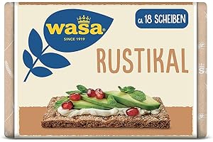 ‎WASA Wasa Rustikal 12x275g I 100% Roggenvollkornmehl, knusprig-rustikales Roggen-Knäckebrot mit herzhaftem Geschmack