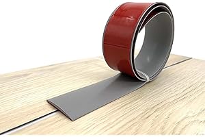 IGTOPS Samoprzylepna listwa osłonowa z PCW, profil przejściowy, wodoszczelna, samoprzylepna, szyna przejściowa, gumowa listwa przypodłogowa, laminat (szara, 1 m)