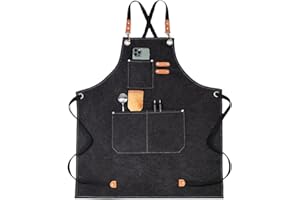 MORWEALTH Chef Apron for Men Women with Pockets,68x85cm Canvas Apron with Adjustable Shoulder Strap Kitchen Aprons with 3 Pockets BBQ Apron for Gardening Restaurant BBQ, grey, M to XXL