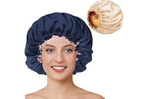 Kolroo Bonnet Satin Cheveux Nuit，2PCS Réglable Bonnet Soie Cheveux Nuit-Ajustable Grand Bonnet en Satin pour Cheveux Nuit-Bonnet de Nuit Satin pour Femmes 4 Couleurs