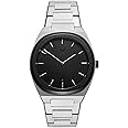MVMT Odyssey Qtz Basic Analog Calendar Black Tonneau Dial Men's Watch, Stainless Steel Material, Silver Band - D-SH01-SSBL