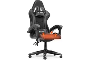 bigzzia Gaming Chair with Heated Cushion, Ergonomic Office Chair with Cushion and Lumbar Support, Adjustable Height with 360° Swivel Seat for Adults