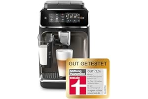 ‎PHILIPS DOMESTIC APPLIANCES Philips 3300 Series Kaffeevollautomat - 6 Getränke, Modernes Farb-Touchscreen-Display, LatteGo-Milchsystem, SilentBrew, 100% Keramikmahlwerk, AquaClean Filter. Schwarzchrom (EP3347/90)
