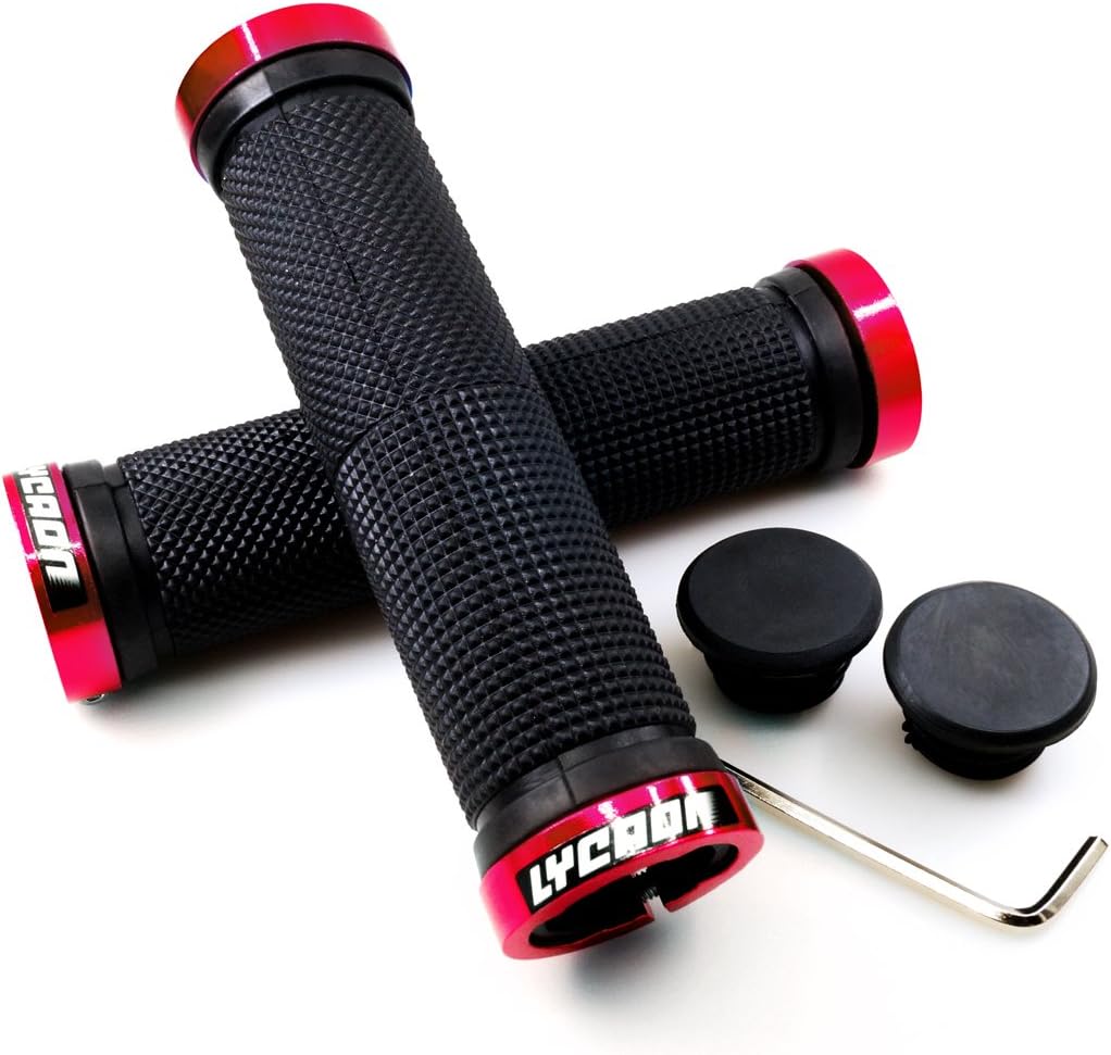 LYCAON Manillares para Bicicletas, Goma Antideslizante, con Bloqueo de Aluminio, para bicletas Scooter, Cruiser, Urban, triciclos, de montaña, Carretera, MTB, BMX y Plegables, Azul