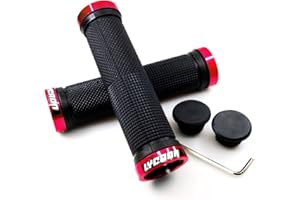 LYCAON Manillares para Bicicletas, Goma Antideslizante, con Bloqueo de Aluminio, para bicletas Scooter, Cruiser, Urban, triciclos, de montaña, Carretera, MTB, BMX y Plegables, Azul