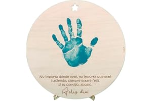 nagu® Huellas bebe recien nacido para regalo abuelo. Regalo para el día del padre. Marco huellas bebé recién nacido para hacer manualidades de día del padre o día del abuelo con bonita frase